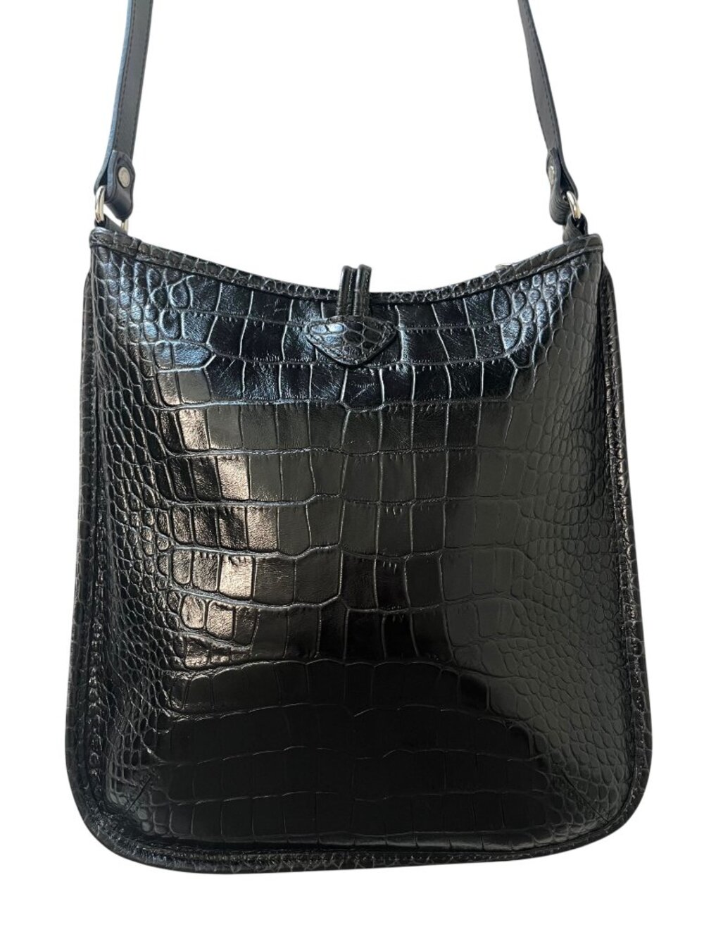 Like New | Sleek Longchamp Roseau Embossed Leather Crossbody | Made In France - Picture 4 of 13